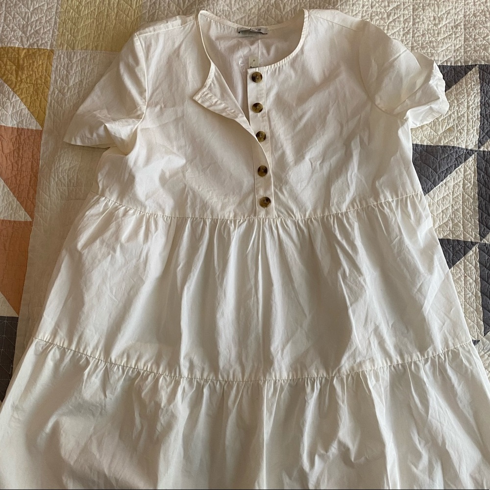 Madewell Offwhite Button Front Tiered Mini Dress